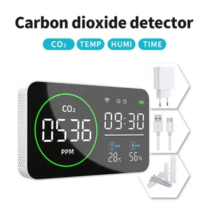 Monitor de Calidad del Aire 4 en 1 con Pantalla LCD Inteligente WIFI, Medidor de CO2, PM2.5, Temperatura, Humedad, Hora, Reloj Despertador - Product Image 4