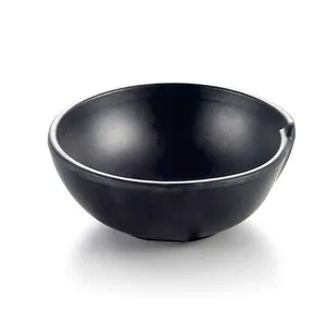 Matte Black Japanese High Foot Instant Noodle Soup Bowl Unbreakable Melamine Beef Ramen Bowls 4.3 Inch