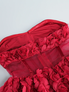 Abito Sexy senza spalline con Design a-line e perline da donna senza maniche in pizzo floreale senza maniche Mini abiti Slim festa serale con innamorati - Product Image 5