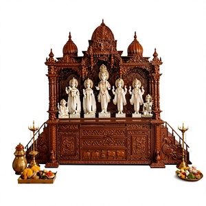 Sri Ram Darbar Solid Wood Pooja Mandir For Home Grand Shri Khatu Shyam Darbar Temple Home Mandir Custom Made Wooden Pooja Unit - Product Image 5