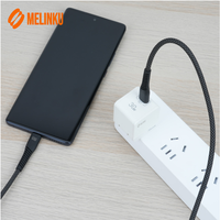 Kabel Data Melinku 3.25A 65W USB 3.1 Tipe-C Tipe-C Pengisian Cepat Ramah Lingkungan Berbahan Kain Nilon Transfer Data Kecepatan Tinggi untuk Ponsel