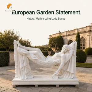 Statue de femme allongée en marbre grec grandeur nature, style européen, pour château, villa, jardin, parc - Product Image 2