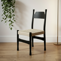 Chaise de salle à manger en bois massif au design antique, avec dossier en rotin floral vintage, pour la maison et l'hôtel