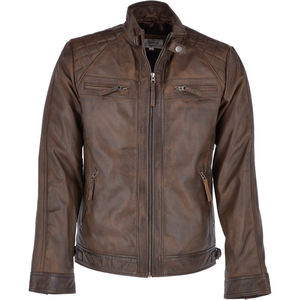 Veste de moto en toile de peau de mouton chaude et bon marché de haute qualité avec col montant pour le printemps - Product Image 1