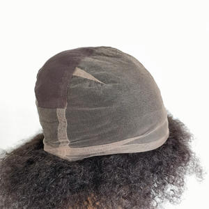 Parrucche di capelli umani naturali da donna nere <span class=keywords><strong>Afro</strong></span> elastiche in pizzo pieno - Product Image 4