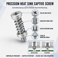 Vis à tête captive M3 x 0,5 pour dissipateur thermique, en acier inoxydable et alliage d'aluminium, pour montage de refroidissement de processeur, approvisionnement en vrac