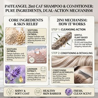 Shampooing et après-shampoing 2-en-1 pour chats 300ml, hydratant à l'avoine colloïdale, lavage pour animaux pH équilibré, sans larmes, avec panthénol, marque privée
