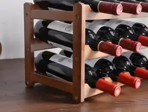 Prateleira de madeira organizadora de vinho, suporte de bambu 8 garrafas para decoração de casa, bar, festa, exibição