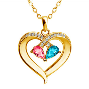 Collier tendance pour femme, pendentif cœur en cristal brillant, saphir rouge, zircon, bijoux de mode, collier pour cadeau - Product Image 1