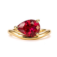 Leverancier van fijne sieraden Klassieke 4-klauw damesverlovingsring Valentijnsdag cadeau Holle ronde corund zirkoon robijn ringen