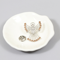 Épingles à revers en alliage de zinc en forme d'ailes d'ange, broches en cristal doré, échantillon gratuit, vente en gros d'usine, pas cher