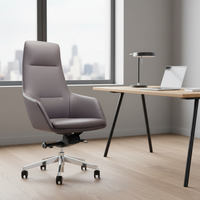 Chaise de bureau exécutive moderne en cuir véritable de haute qualité, mousse PU, hauteur réglable, respirante, roulettes en aluminium, confortable