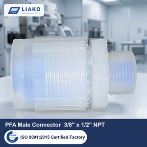 อะแดปเตอร์ตัวผู้ PFA แบบ NPT ขนาด 3/8 นิ้ว สำหรับท่อ OD x 1/2 นิ้ว แบบ NPT ตัวผู้ สำหรับข้อต่อท่อแบบ Flare ทนทานต่อสารเคมีที่มีความบริสุทธิ์สูง - Product Image 1