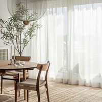 Gorden dan Tirai Jendela Gaya Modern yang Dapat Disesuaikan, Bahan Linen Flax Putih Mewah 100% dengan Daya Tahan Cahaya Tinggi