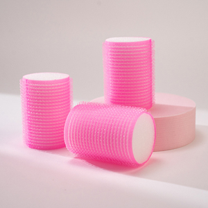 Hersteller PP Kunststoff Pink Nylon Bunte selbst klebende flexible Haar rollen Rotierende Haare Locken wickler für zu Hause