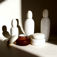 Flacon pompe pour sérum en verre blanc élégant 30ml 50ml 100ml 120ml, flacon pour lotion, flacon pour toner, pot de 30g 50g avec couvercle en forme de pierre pour l'emballage des produits de soin de la peau