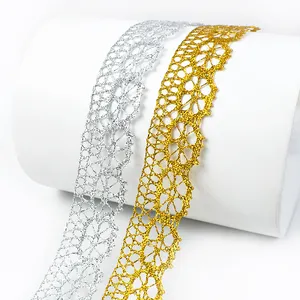 Deepeel KY2162 3cm Garment Accessories Gold Silver Wave Curve Clothing Textiles Ribbon Trims Lace Fabric