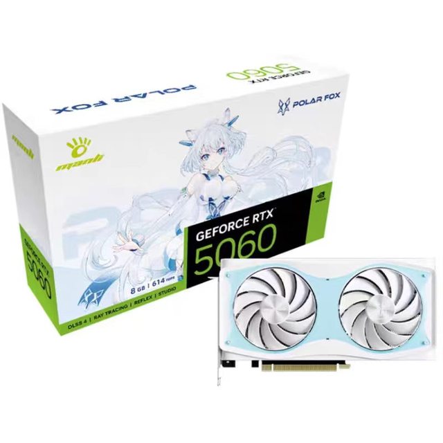 Manli GeForce RTX 5060 OC 8GB GDDR7 Polar Fox Triple Fan Desktop New Graphics Card