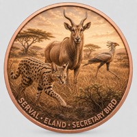 Pièce de monnaie en cuivre pur 999 de 5 oz, Série Animaux de la Savane Afrique : Domination de la Prairie, Édition UV en relief coloré, Pièce de monnaie en cuivre