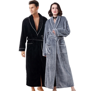 Wholesale Custom Unisex Bath Robe Made of Coral Fleece Flannel Plush Women Robes Bathrobe Plush Winter Flannel Fleece Robe