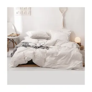 Parure de lit en coton, style rétro blanc, grande taille, housse de couette, King Size, 3 pièces