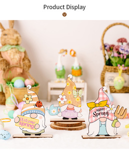 Colgante nueva decoración De Pascua De resurrección pintura colorida Rudolph enano adorno De fiesta De madera regalos De Pascua - Product Image 6