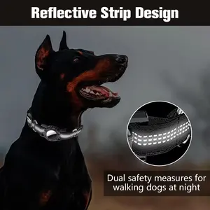 Hot Sale Dog Collar With Tracker Case Holder Reflective Nylon Silicone Waterproof Dog Collars For Air Tag Pet GPS Dog Collar
