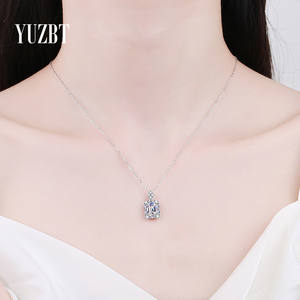 Collier pendentif de mariage en argent 925 <span class=keywords><strong>Original</strong></span>, taille émeraude passée, 1 Carat de couleur D, Moissanite, bijoux en pierres précieuses pour femmes - Product Image 4