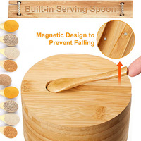Organisateur d'épices de cuisine en bambou à 3 compartiments Simple Houseware avec cuillère, boîte à sel en bambou avec cuillère