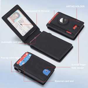 Carteras Bifold de Lujo Minimalistas de Cuero Genuino con Tarjetero Desplegable y Soporte para AirTag - Product Image 2