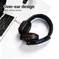 Casque de jeu filaire 3,5 mm, casque supra-auriculaire pour PC, PS5, Xbox et bandeau réglable avec réglage du volume