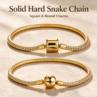 Bracelet chaîne maille serpent ronde solide en acier inoxydable PVD or 18 carats avec fermoir classique cœur couronne, bijoux étanches DIY, vente en gros