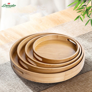 Bandeja Redonda Premium de Bambú con Asas para Servir, Bandeja Natural de Bambú para Frutas y Té, para Hogar, Hotel, Cafetería, Venta al por Mayor, Pedidos al por Mayor - Product Image 3