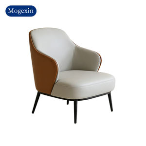 Contemporary Luxury Grey Leather Recliner Armchair <b>Hotel</b> Lounge <b>Chair</b> Set for Apartment Villa Living Room Commercial Furniture - Product Image 6