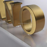 Lettres de logo en acier inoxydable non éclairées, lettres 3D en acier inoxydable uni, lettres en métal massif, enseignes murales non éclairées