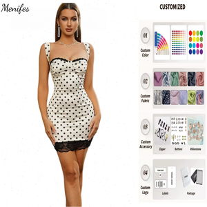 <span class=keywords><strong>Vestido</strong></span> de Satén para Mujer, de Alta Gama, sin Tirantes, con Estampado de <span class=keywords><strong>Lunares</strong></span>, Ajustado, Estilo Casual, Natural, Lavable, con Diseño de Espalda Descubierta - Product Image 1