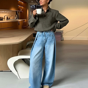 Blusa de Mujer Estilo Informal, Holgada, Clásica, con Estampado a Cuadros Retro, para Otoño y Primavera, Ideal para Oficina, Negocios y Uso Diario - Product Image 5