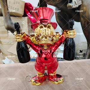 Escultura de Resina Personalizada del Pato Donald en Color Champán Brillante, Modelo de Amor para Estatua Artística, Decoración del Hogar - Product Image 5