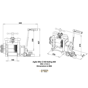 Laminoir à bijoux et fils Durston Agile Elite C140 Édition Rose Limitée 140mm 5:1 avec engrenage pour la formage de feuilles et de fils - Product Image 5