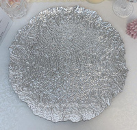 Décoration de table de mariage rose festonné sous les assiettes vaisselle en plastique à volants assiette de présentation en or rose