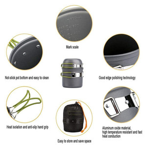 مجموعة أواني طهي KingGear للتخييم الخارجي مكونة من 5 قطع مجموعة أواني طهي مع مشبك وقضيب قابلة للطي - Product Image 6