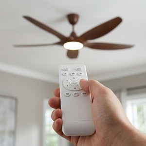 Ventilador de techo de 60 pulgadas con 5 aspas de ABS, luz LED, control remoto, motor de CC, 6 velocidades, para sala de estar, diseño moderno - Product Image 6