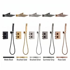Set Doccia di Lusso Spazzolato in Ottone con Controllo Termostatico, Soffione a Pioggia Anti-scottatura, Design Durevole - Product Image 1