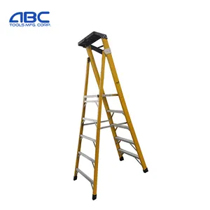 Collapsible 6 Foot/7 Step/8 FT/10 FT Lock Part Fiberglass Step Insulation Ladder with Work Platform/Podium