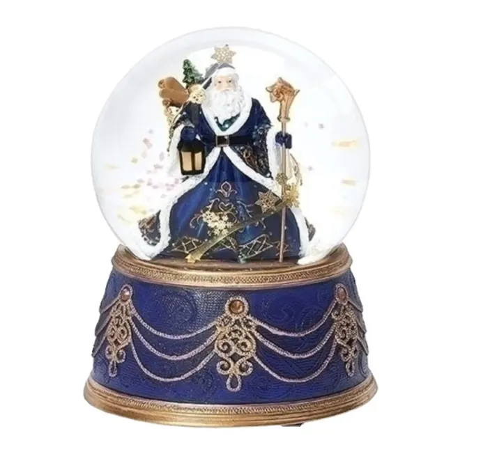 Santa Musikal dengan Jubah Biru Globe Salju 5.5 Inci