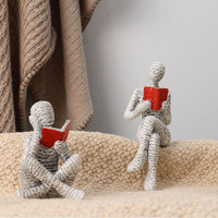 Décoration de salon moderne Décoration esthétique Art abstrait Figurine Lecture Livre Penseur Statue Pour Bureau