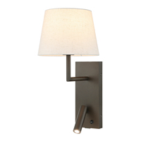 Applique murale d'hôtel ETL, lampe de lecture de chevet réglable, lampe murale moderne pour chambre à coucher avec abat-jour en tissu