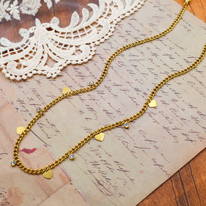 French Style Heart Zircon Titanium Steel Clavicle Chain Necklace For Women Everyday Wear Gold Color - Product Image 3