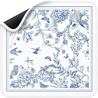 Table de jeu pliable et portable YQJY Mahjong, motif floral bleu et blanc, colibris, antidérapante, en caoutchouc écologique, style chinoiserie élégante