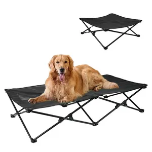 Outdoor Camping Elevated Raised Pet Bed Folding Dog Cat Cot with Separate Washable Sleeping Mat Stable Durable Frame